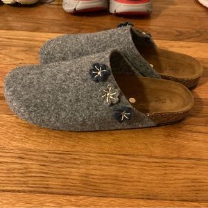 Bio-gold Italy Felt Slip On Boho Floral Shoe Slides Size 10